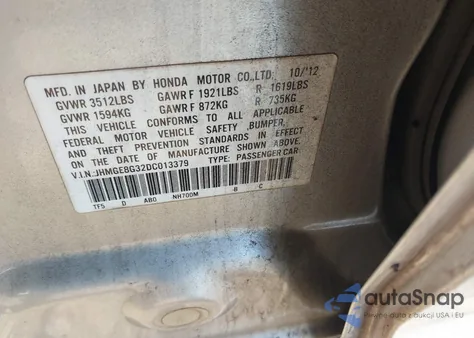 2013 Honda Fit z USA, uszkodzony, nr VIN JHMGE8G32DC013379